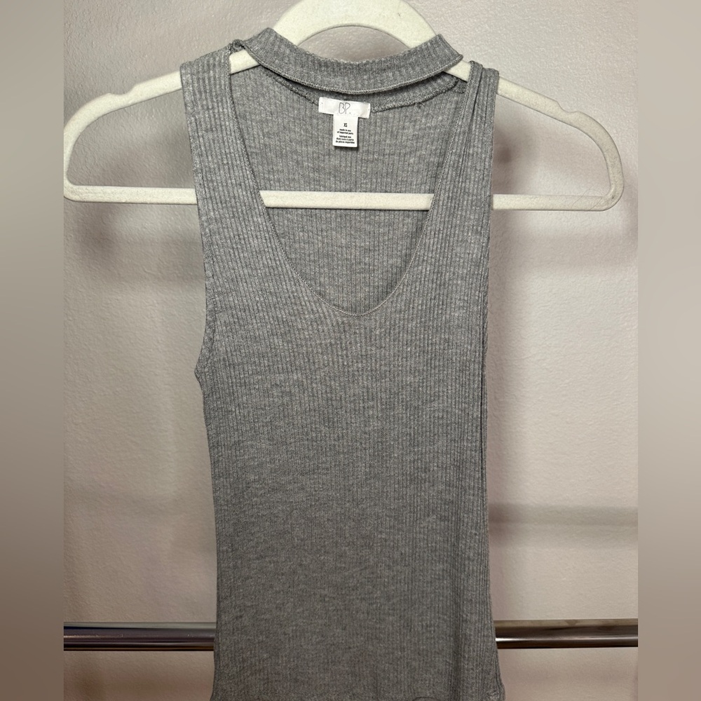 BP Gray Top Tight Fitting and Neck Band Low V Neck